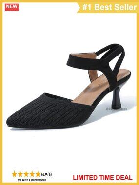 Kitten Heel Pointed Toe Knit D'Orsay Ankle Strap Dress Pumps